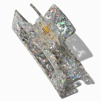 Silver Glitter Rectangular Hair Claw