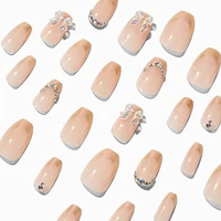 Nude French Bling Coffin Vegan Faux Nail Set - 24 Pack