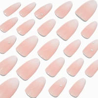 Neutral Ombre Pearl Long Almond Vegan Faux Nail Set - 24 Pack