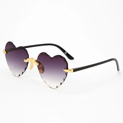 Black Heart Textured Rim Sunglasses