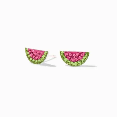 Sterling Silver Pink Watermelon Stud Earrings