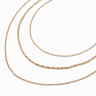 Claire's Recycled Jewelry Gold-tone Multi-Strand Woven Chain Necklace