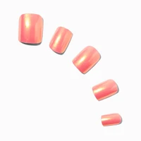 Coral Chrome Square Vegan Faux Nail Set - 24 Pack