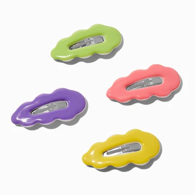 Neon Wavy Jelly Snap Hair Clips - 4 Pack