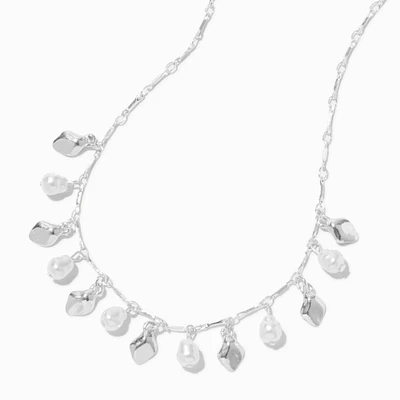 Silver-tone Pearl Dangle Necklace