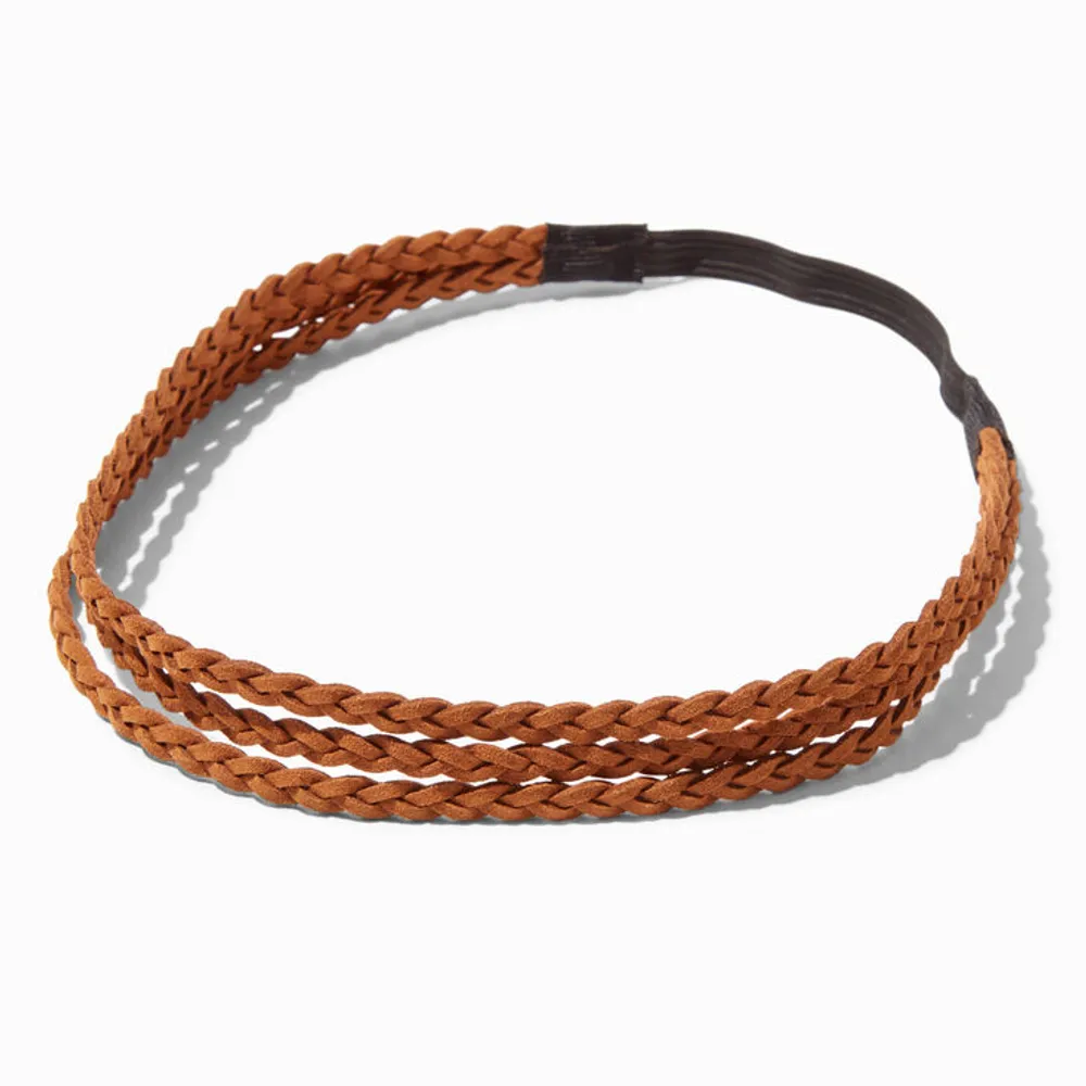 Woven Leather Headband Brown