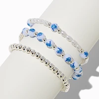 Blue Rose Rococo Stretch Bracelets - 3 Pack