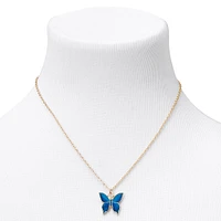 Gold Butterfly Mood Pendant Necklace