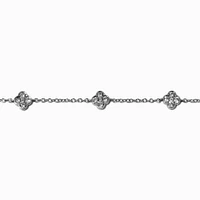 Silver-tone Cubic Zirconia Clover Chain Bracelet