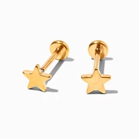 Gold-tone Titanium Star Flat Back Stud Earrings