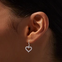 Pink Cubic Zirconia Heart Silver-tone 0.5" Drop Earrings