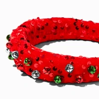 Red Sequin & Bells Christmas Headband