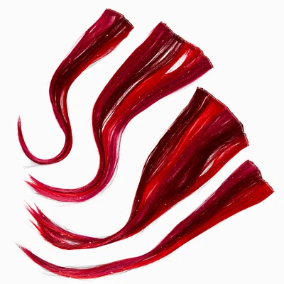 Red Tinsel Faux Hair Clip In Extensions - 4 Pack