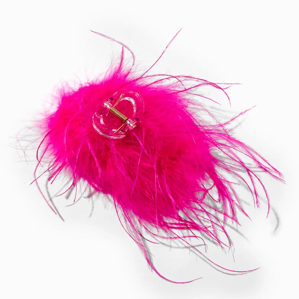 Hot Pink Feather Large Hair Claw