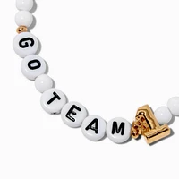 White ''Go Team'' Beaded Stretch Bracelet