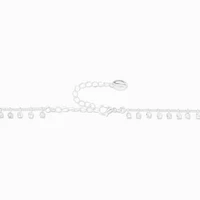 Silver Cubic Zirconia Stud Charm Crystal Choker Necklace