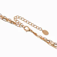 Gold-tone Pearl Carabiner Y-Neck Multi-Strand Necklace