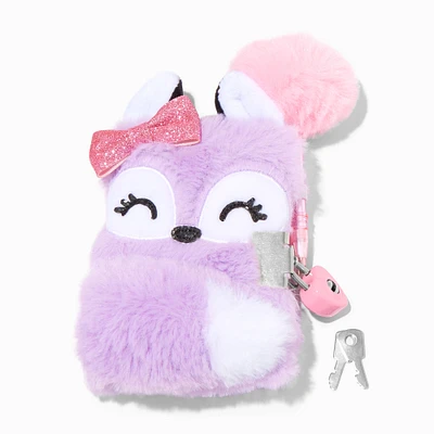 Claire's Club Purple Fox Furry Mini Lock Diary