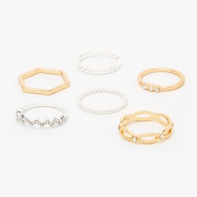 Mixed Metal Basic Chic Rings - 6 Pack