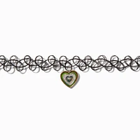 Claire's Club Rainbow Heart Black Tattoo Choker Necklace