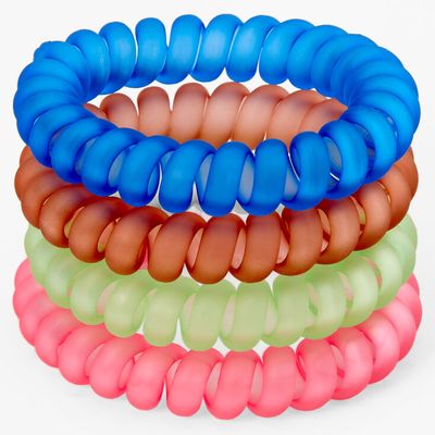 Mixed Frosted Spiral Hair Ties - 4 Pack