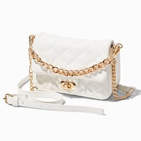 Quilted White Dual Strap Crossbody Bag