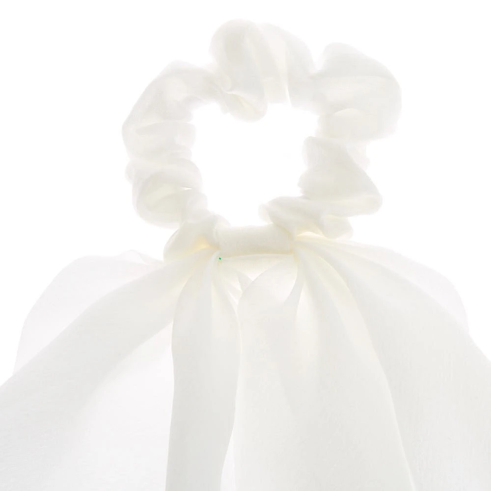 White Small Hair Scrunchie Scarf