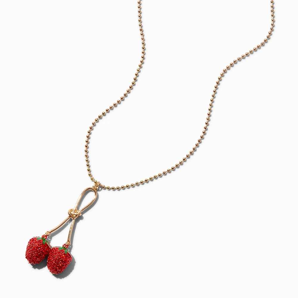 Red Pavé Cherry Pendant Necklace