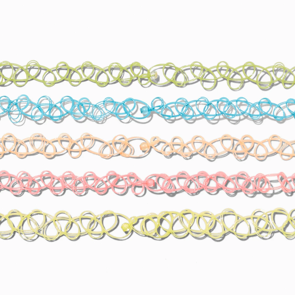 Rainbow Tattoo Chokers - 5 Pack