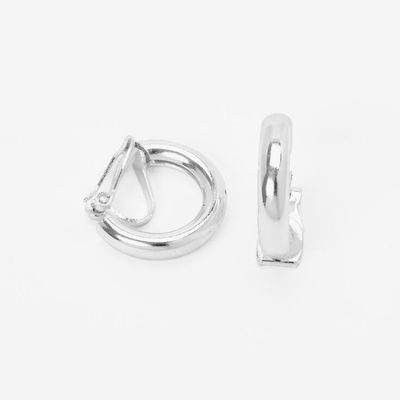 Silver 20MM Tubular Clip On Hoop Earrings