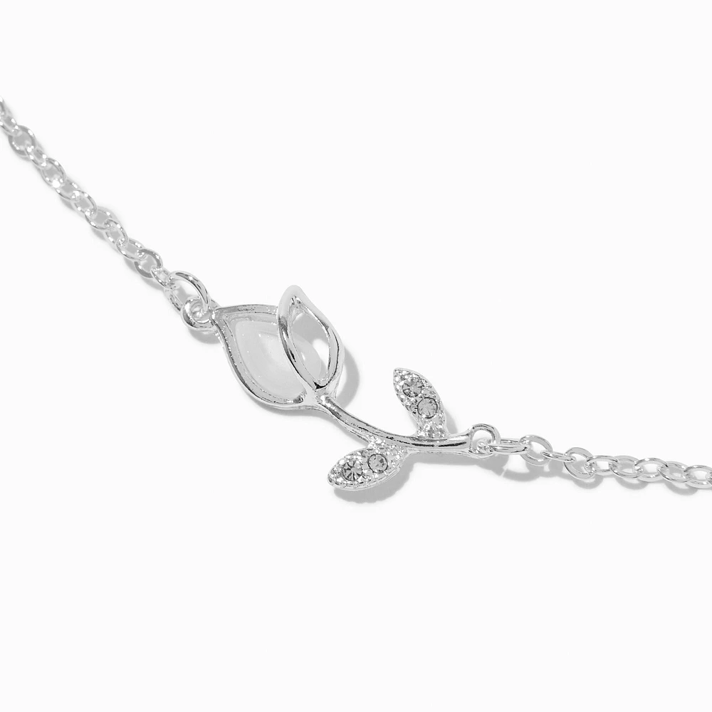 Silver-tone Tulip Pendant Necklace