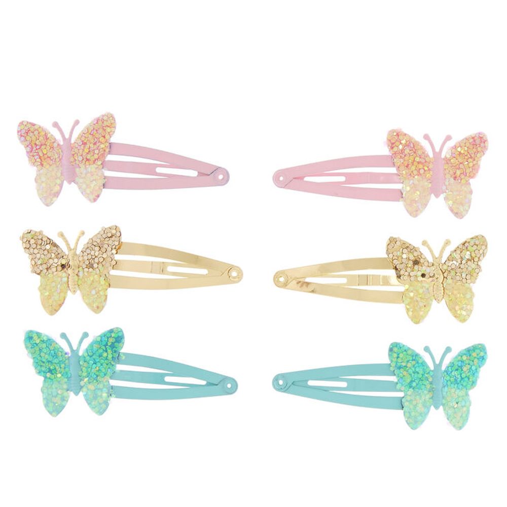 Claire's Club Glitter Butterfly Hair Pins - 4 Pack