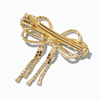 Gold Rhinestone Drip Hair Bow Clip