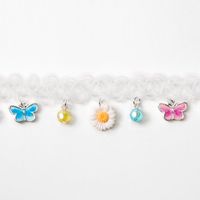 Butterflies & Flowers Tattoo Choker Necklace - White
