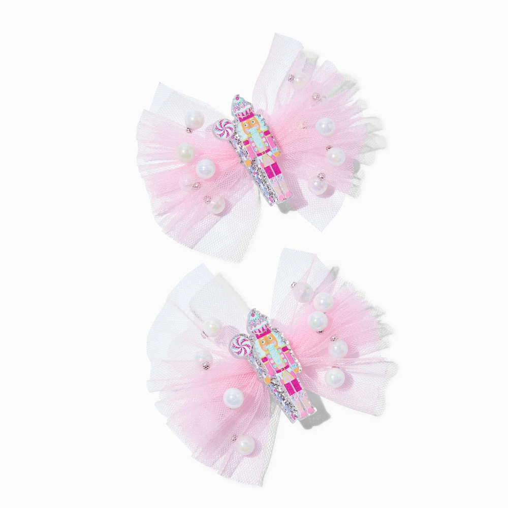 Christmas Nutcracker Hair Bow Clips - 2 Pack