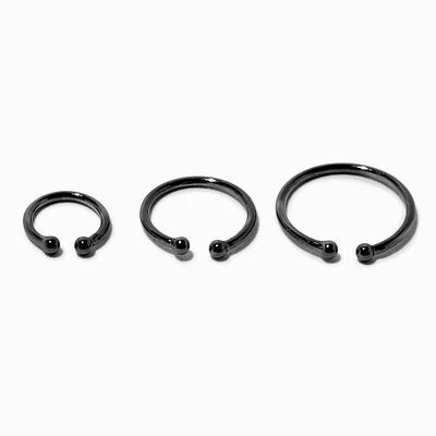 Hematite Stainless Steel Mixed Faux Nose Rings - 3 Pack