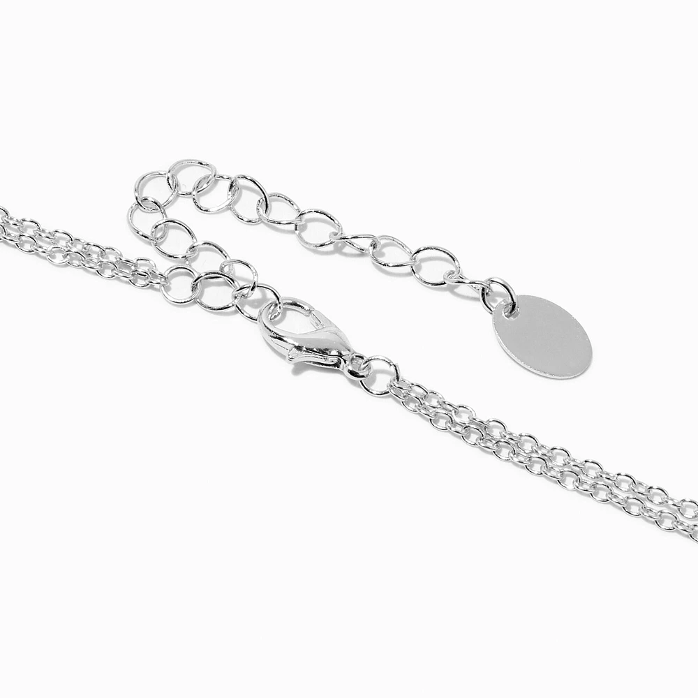 Silver Crystal Drip Y-Neck Multi-Strand Necklace