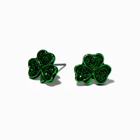 St. Patrick's Day Glitter Shamrock Stud Earrings