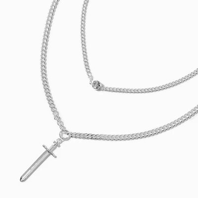 Silver-tone Dagger Multi-Strand Necklace