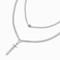 Silver-tone Dagger Multi-Strand Necklace