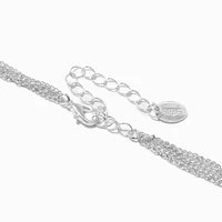 Silver-tone Cup Chain & Pearl Tassel Y-Neck Multi-Strand Necklace