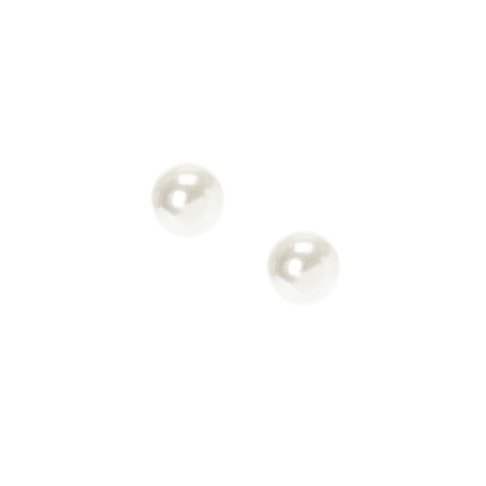 6MM White Pearl Stud Earrings