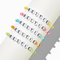 Best Friends Rainbow Beaded Stretch ''Bestie'' Bracelets - 5 Pack