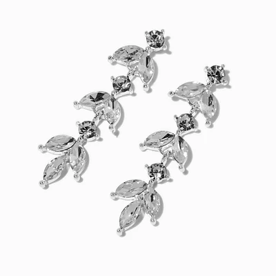 Crystal Leaf Linear Drop Earrings