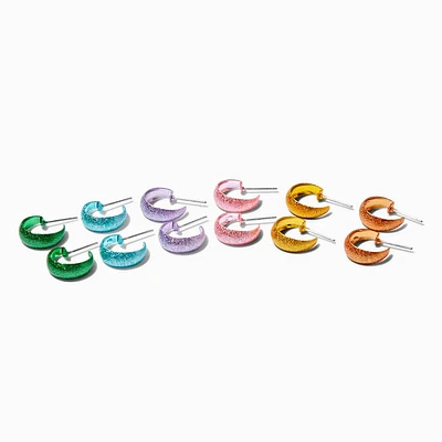 Textured Rainbow Hoop Earring Set - 6 Pack