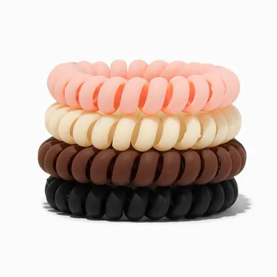 Mixed Neutral Spiral Hair Ties - 4 Pack