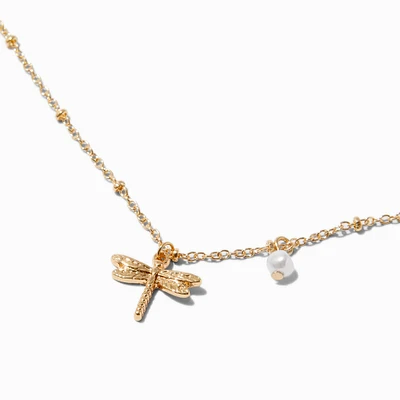 Gold-tone Dragonfly Pendant Necklace