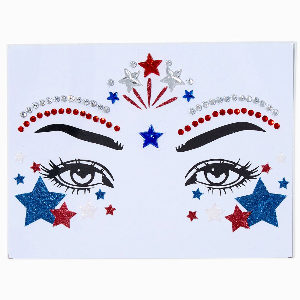 Red, White, & Blue Star Face Stickers