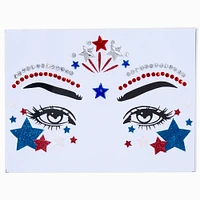 Red, White, & Blue Star Face Stickers