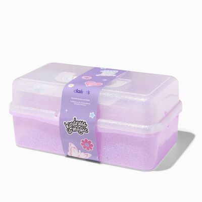 Purple Glitter Makeup Case with Stickers